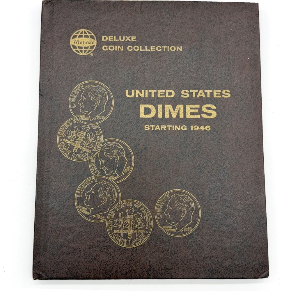 Whitman Deluxe Coin Album Roosevelt Dimes 1946‎ Vintage Folder Book Clean